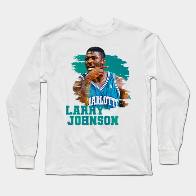 Larry johnson | charlotte hornets Long Sleeve T-Shirt by Aloenalone